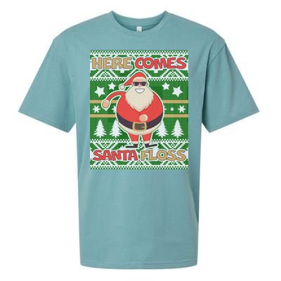 Here Comes Santa Floss Ugly Christmas Sweater Sueded Cloud Jersey T-Shirt