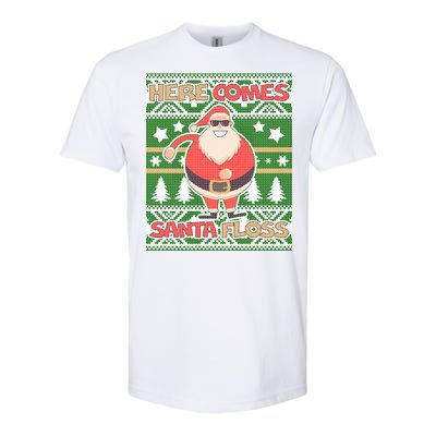 Here Comes Santa Floss Ugly Christmas Sweater Softstyle CVC T-Shirt