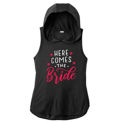 Here Comes The Bride Ladies PosiCharge Tri-Blend Wicking Draft Hoodie Tank