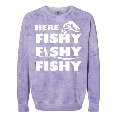 Here Fishy Fishy Fishy Colorblast Crewneck Sweatshirt