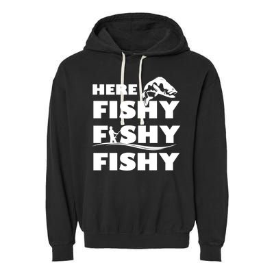 Here Fishy Fishy Fishy Garment-Dyed Fleece Hoodie