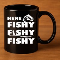 Here Fishy Fishy Fishy 11oz C Handle Ceramic Mug