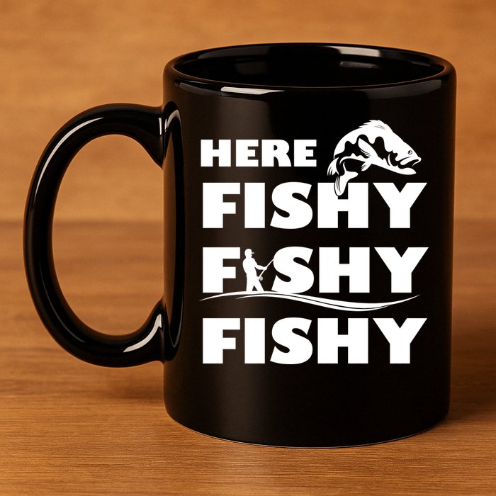 Here Fishy Fishy Fishy 11oz C Handle Ceramic Mug