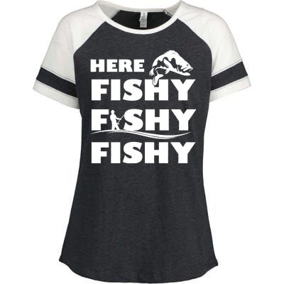 Here Fishy Fishy Fishy Enza Ladies Jersey Colorblock Tee