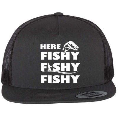 Here Fishy Fishy Fishy Flat Bill Trucker Hat