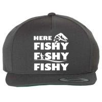 Here Fishy Fishy Fishy Wool Snapback Cap