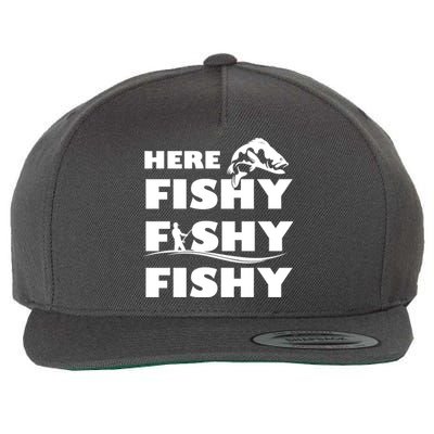 Here Fishy Fishy Fishy Wool Snapback Cap