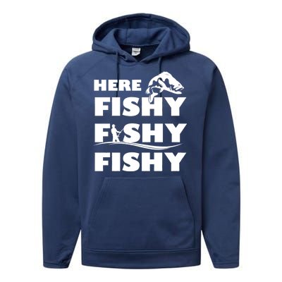 Here Fishy Fishy Fishy Performance Fleece Hoodie