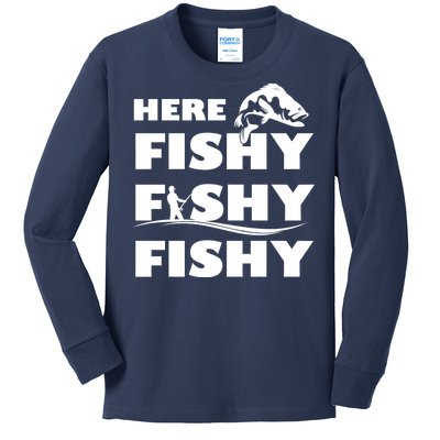 Here Fishy Fishy Fishy Kids Long Sleeve Shirt