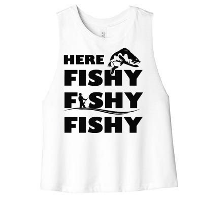 Here Fishy Fishy Fishy Women's Racerback Cropped Tank