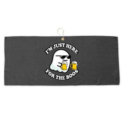 Here For The Boos Funny Halloween Party Large Microfiber Waffle Golf Towel