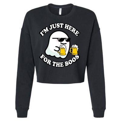 Here For The Boos Funny Halloween Party Cropped Pullover Crew