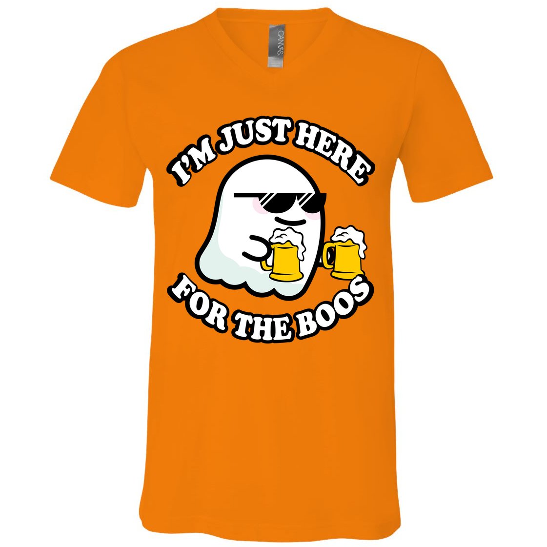 Here For The Boos Funny Halloween Party V-Neck T-Shirt