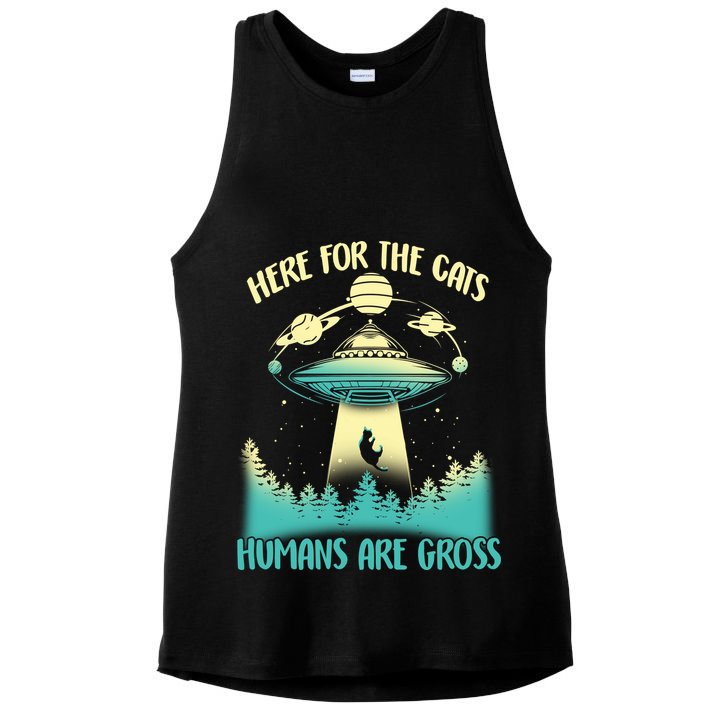 Here For The Cats Humans Are Gross Ladies PosiCharge Tri-Blend Wicking Tank