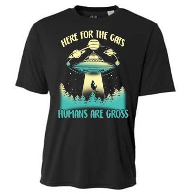 Here For The Cats Humans Are Gross Cooling Performance Crew T-Shirt