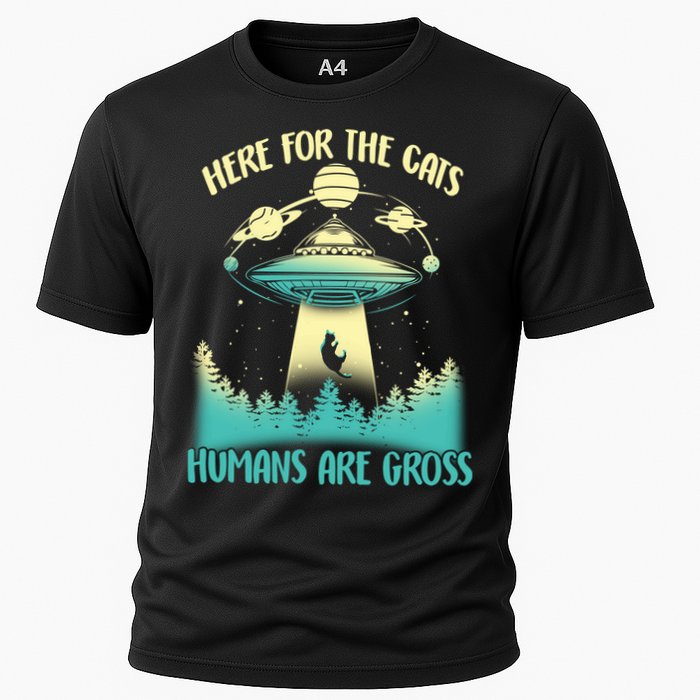 Here For The Cats Humans Are Gross Cooling Performance Crew T-Shirt