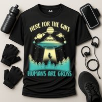 Here For The Cats Humans Are Gross Cooling Performance Crew T-Shirt