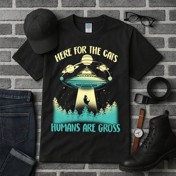 Here For The Cats Humans Are Gross Tall T-Shirt
