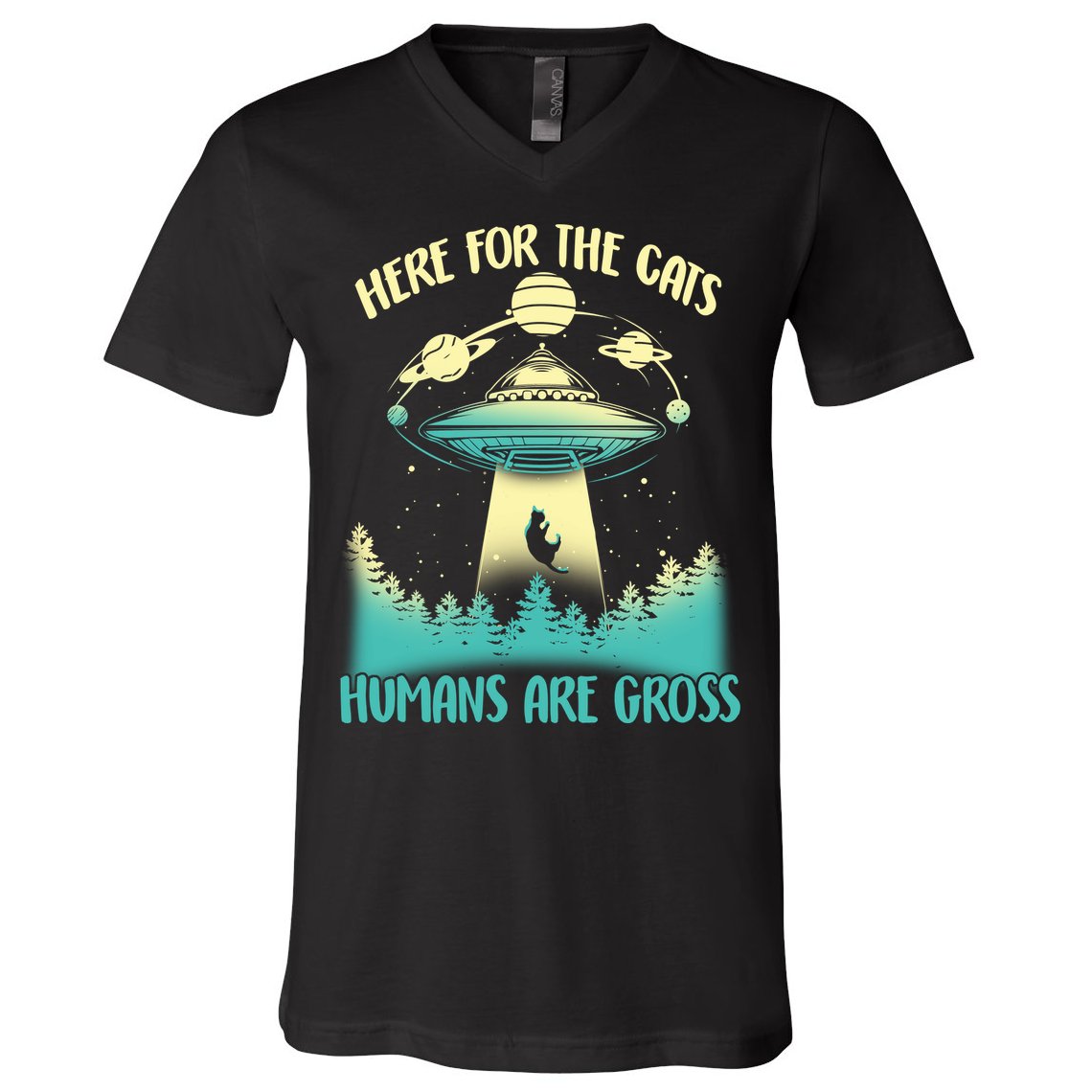 Here For The Cats Humans Are Gross V-Neck T-Shirt