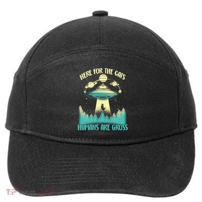 Here For The Cats Humans Are Gross 7-Panel Snapback Hat