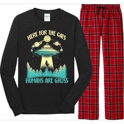 Here For The Cats Humans Are Gross Long Sleeve Pajama Set