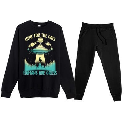 Here For The Cats Humans Are Gross Premium Crewneck Sweatsuit Set