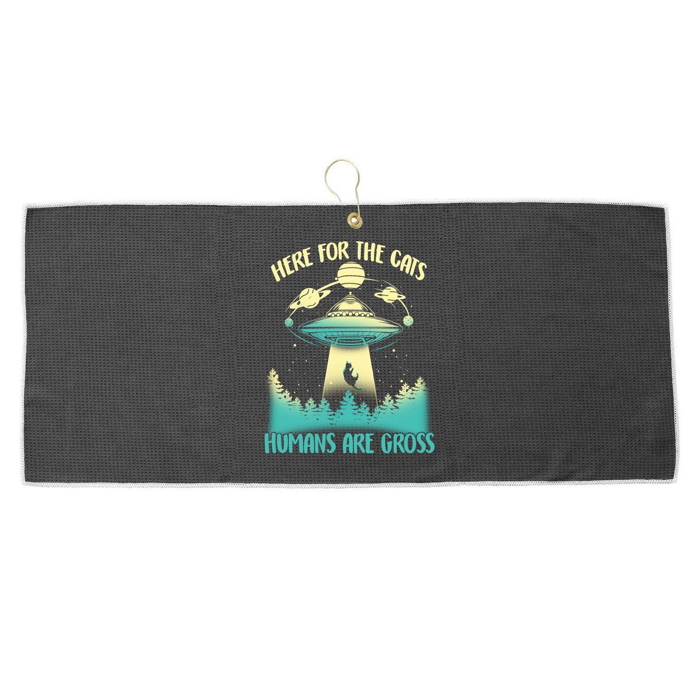 Here For The Cats Humans Are Gross Large Microfiber Waffle Golf Towel
