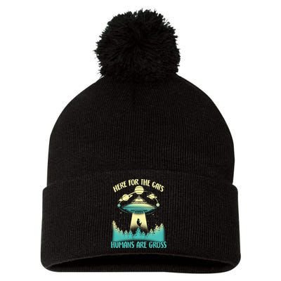 Here For The Cats Humans Are Gross Pom Pom 12in Knit Beanie