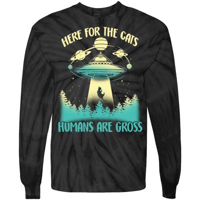 Here For The Cats Humans Are Gross Tie-Dye Long Sleeve Shirt