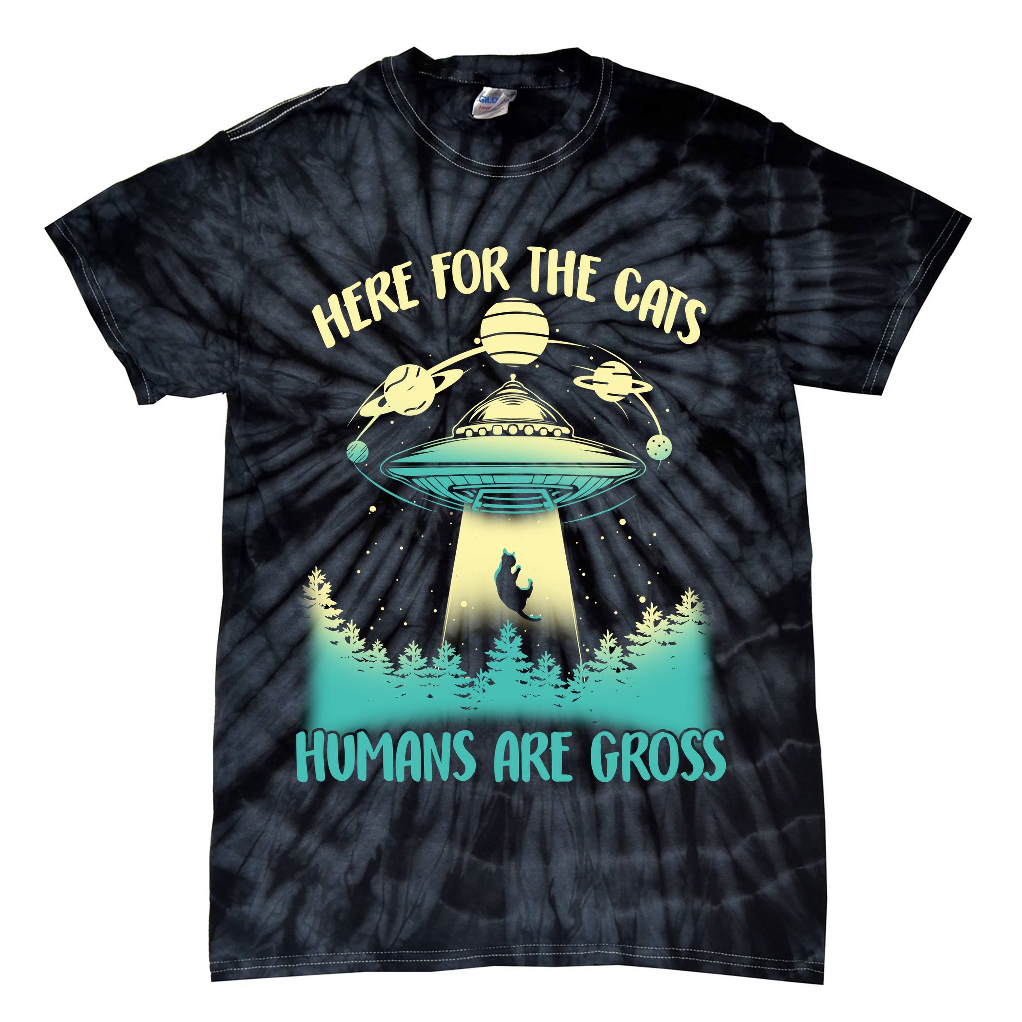Here For The Cats Humans Are Gross Tie-Dye T-Shirt