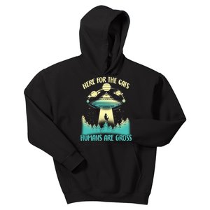 Here For The Cats Humans Are Gross Kids Hoodie