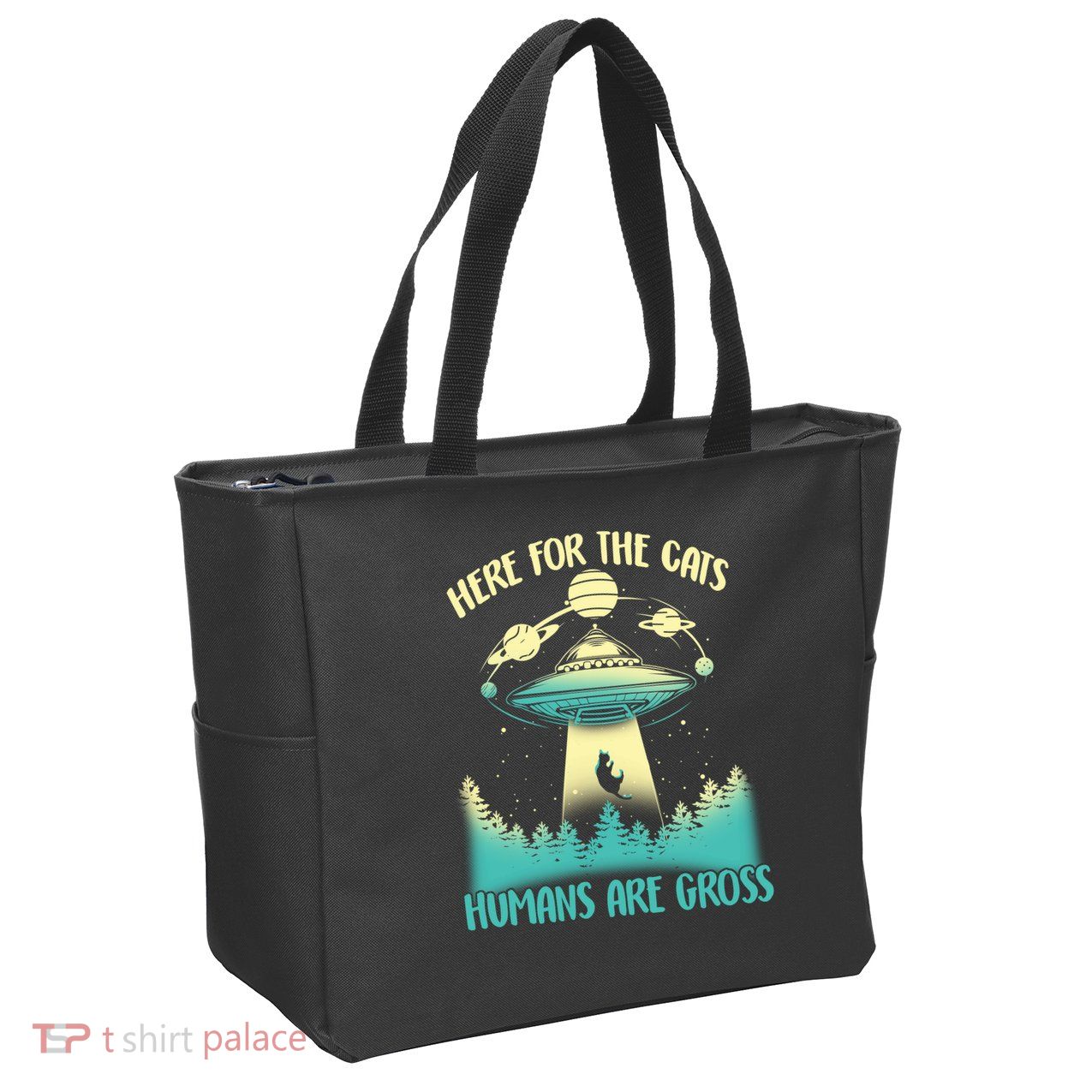 Here For The Cats Humans Are Gross Zip Tote Bag