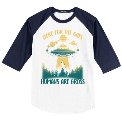 Here For The Cats Humans Are Gross Baseball Sleeve Shirt