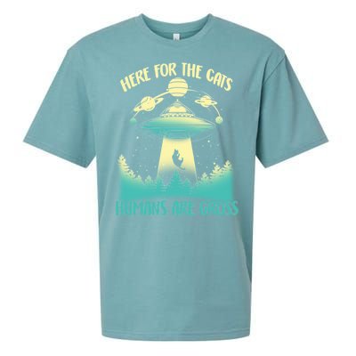 Here For The Cats Humans Are Gross Sueded Cloud Jersey T-Shirt