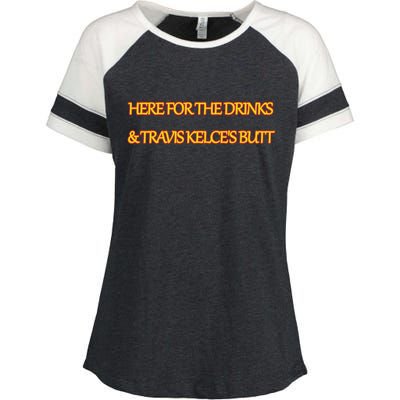 Here For The Drinks Travis Kelce's Butt Kansas City Enza Ladies Jersey Colorblock Tee