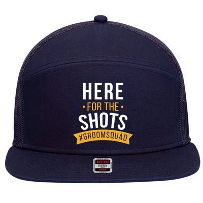 Here For The Shots Groom Squad 7 Panel Mesh Trucker Snapback Hat