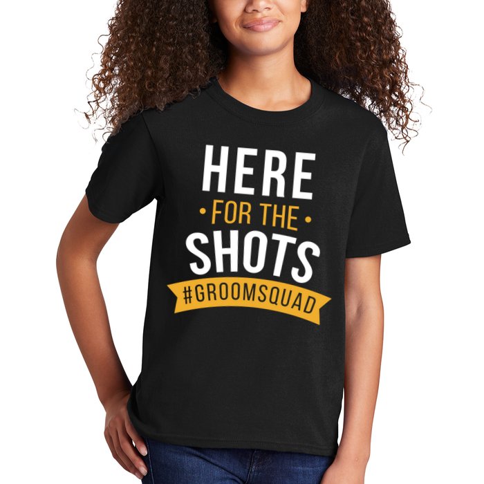 Here For The Shots Groom Squad Kids T-Shirt