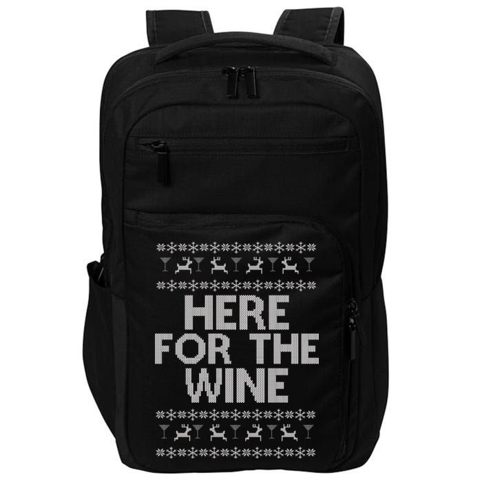 Here For The Wine Ugly Christmas Sweater Impact Tech Backpack