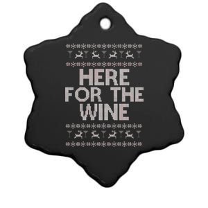 Here For The Wine Ugly Christmas Sweater Ceramic Star Ornament