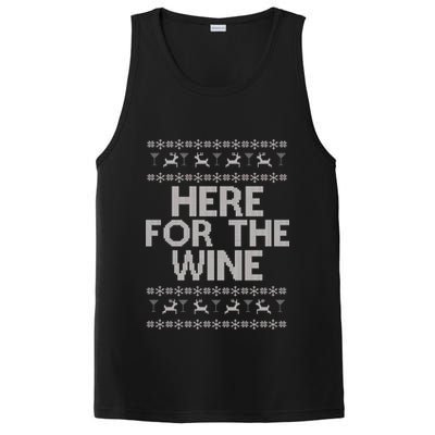 Here For The Wine Ugly Christmas Sweater PosiCharge Competitor Tank