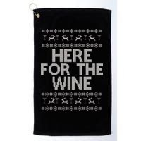 Here For The Wine Ugly Christmas Sweater Golf Towel