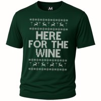 Here For The Wine Ugly Christmas Sweater Cooling Performance Crew T-Shirt