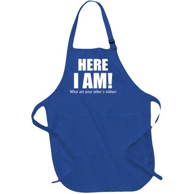 Here I Am! What Are Your Other 2 Wishes? Full-Length Apron With Pockets