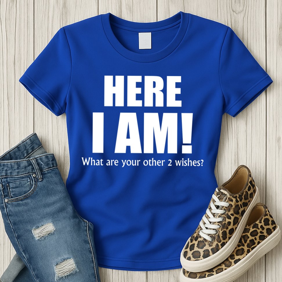 Here I Am! What Are Your Other 2 Wishes? Womens T-Shirt