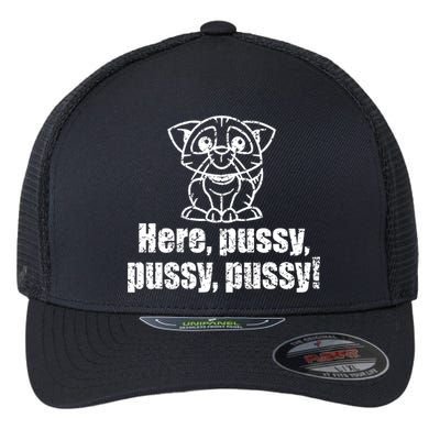 Here Pussy Pussy Pussy Cat Flexfit Unipanel Trucker Cap