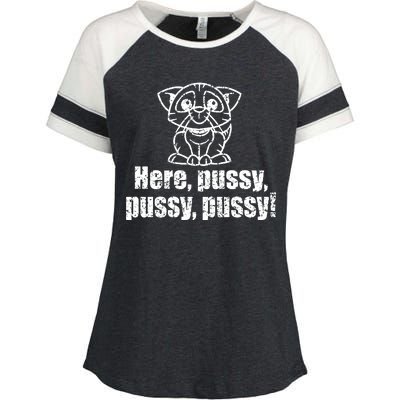 Here Pussy Pussy Pussy Cat Enza Ladies Jersey Colorblock Tee