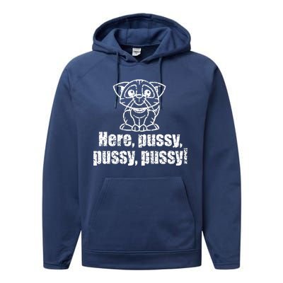 Here Pussy Pussy Pussy Cat Performance Fleece Hoodie