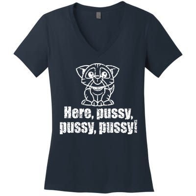 Here Pussy Pussy Pussy Cat Women's V-Neck T-Shirt