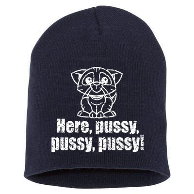 Here Pussy Pussy Pussy Cat Short Acrylic Beanie