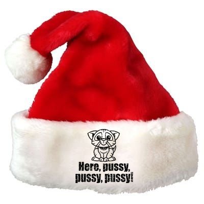 Here Pussy Pussy Pussy Cat Premium Christmas Santa Hat